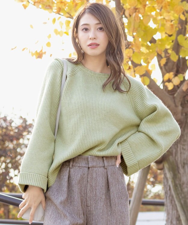 Tiaclasse 【洗える】リラックス感のあるラグランスリーブニット ミント