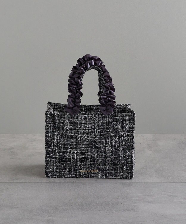 Maison de FLEUR EC限定ツイードフリルスクエアトートSバッグ Black