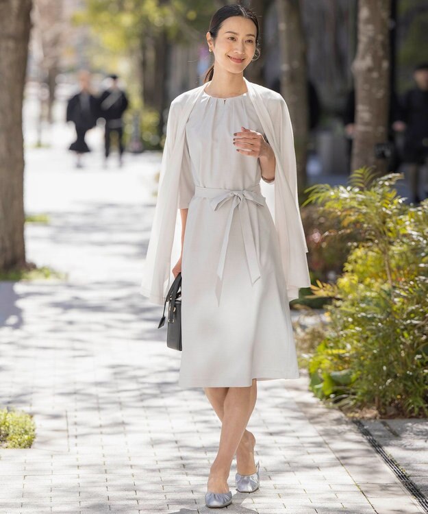 J.PRESS LADIES 【セットアップ対応・洗える・UVケア・速乾】 OXIJEWELストレッチ ワンピース シルバー系