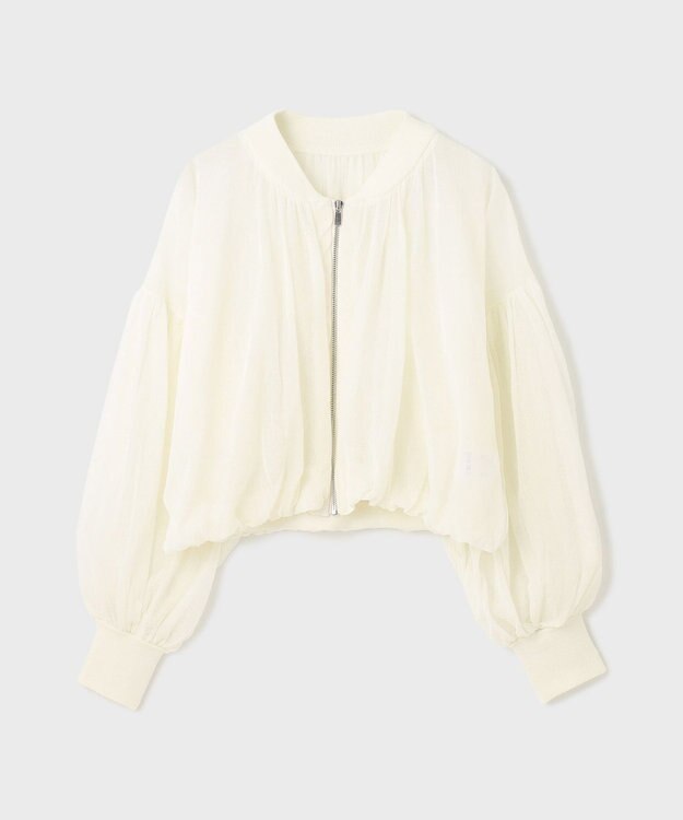 GRACE CONTINENTAL シアーニットバルーンジャケット ホワイト