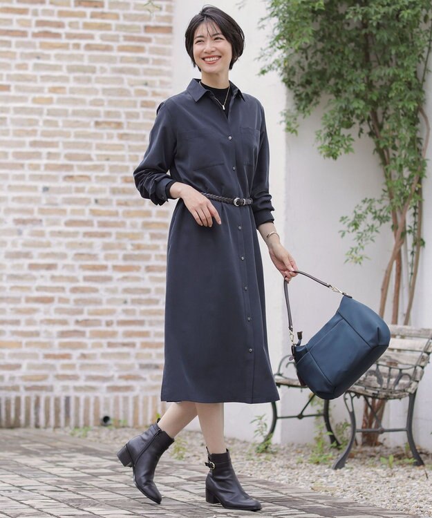 J.PRESS LADIES S ピーチポプリン ワンピース ブラック系