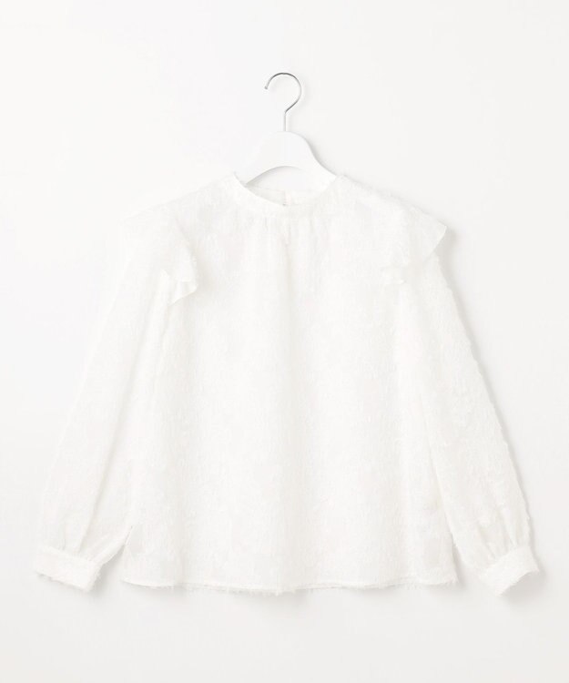 Feroux 【洗える】ジャガードブラウス アイボリー系