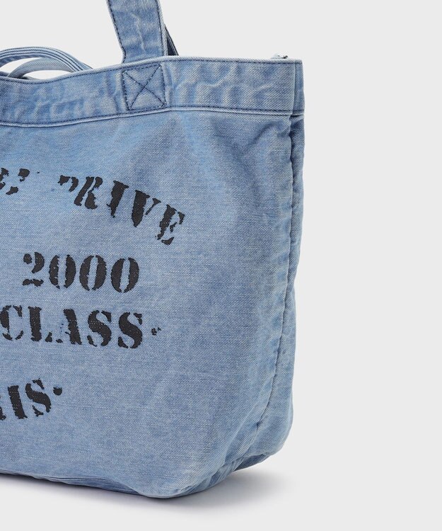 GRACE CONTINENTAL レタードデニムトート ブルー