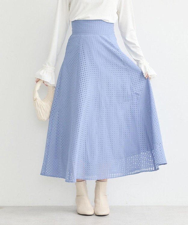 earth music&ecology シアーチェックスカート Blue