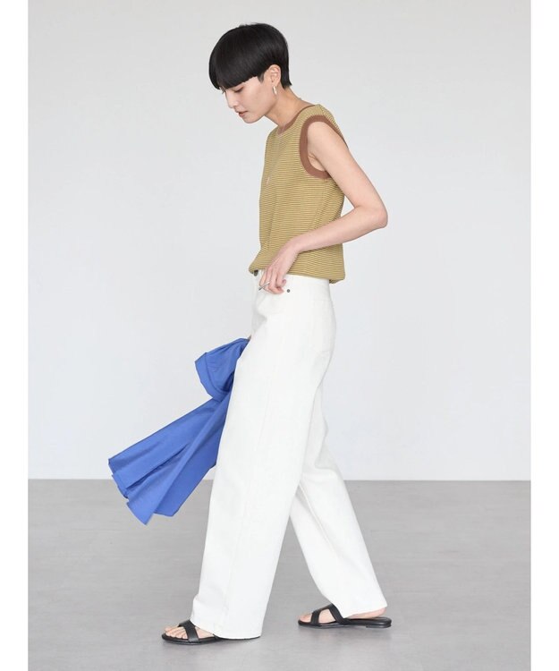 AMERICAN HOLIC ミジンボーダーノースリーブカットプルオーバー Brown