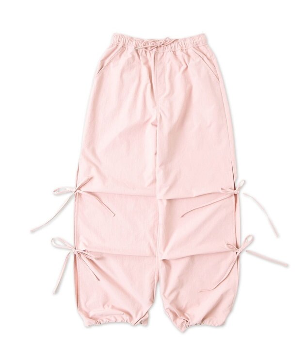 WEGO 【ウエストゴム】サイドリボンパラシュートパンツ ライトピンク