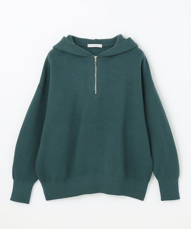 ANY 【洗濯機可】しあわせタッチハーフジップフーディー グリーン