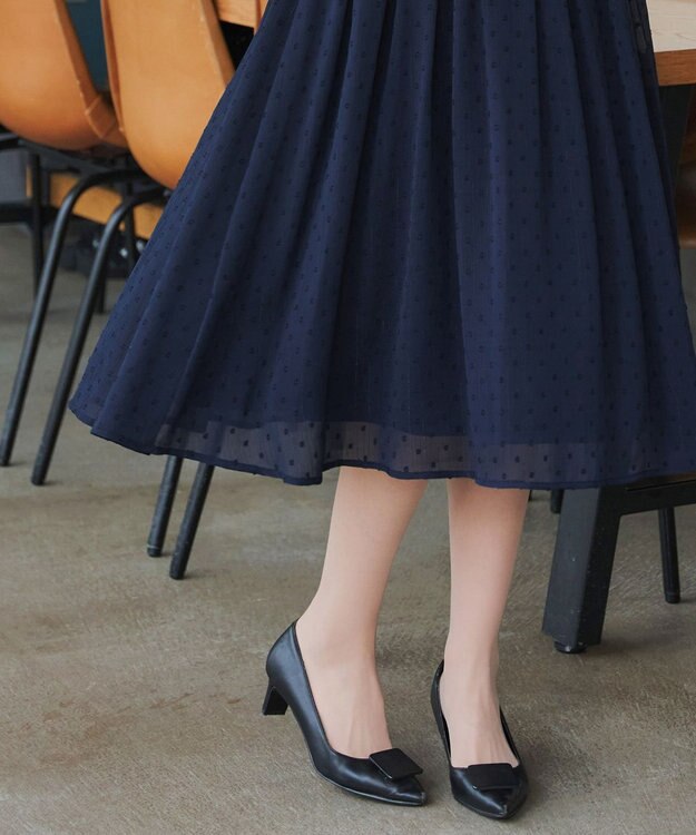 Tiaclasse L 【洗える】シフォンドレープワンピース ネイビー