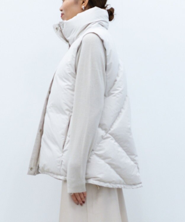 KWD 【日本製/高品質ダウン】STAND COLLAR DOWN VEST ダウンベスト アイボリー