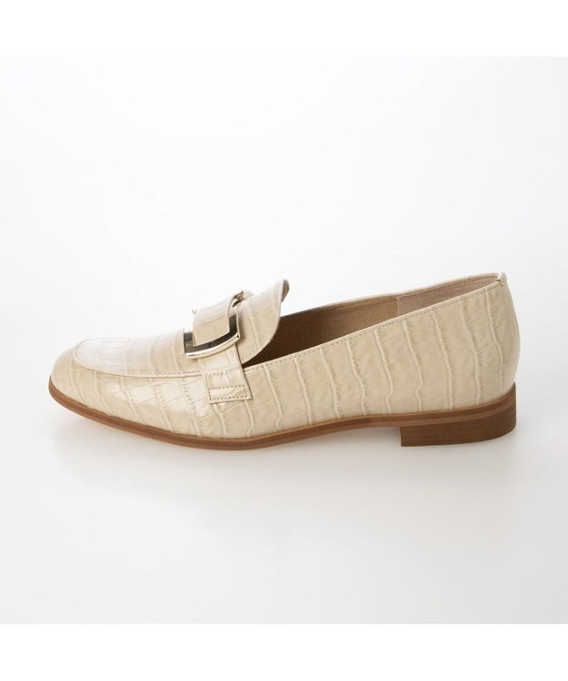 MODE ET JACOMO <carino>【レイン対応】バックルソフトスクエアトゥローファー ベージュカタオシ