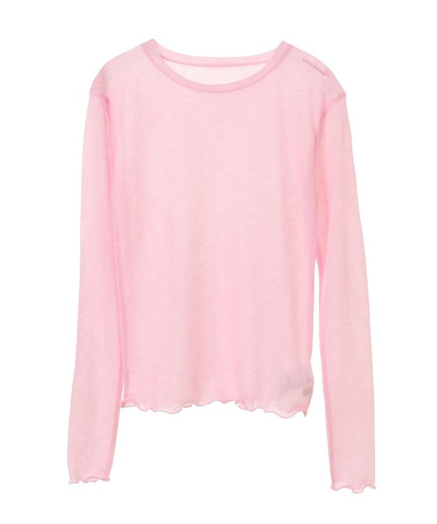 earth music&ecology シアーリブロゴ刺繍プルオーバー Light Pink