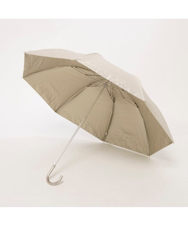 UNBILLION カシュネ cachenez / PUリムボーダートップレス2段折りたたみ傘 ベージュ