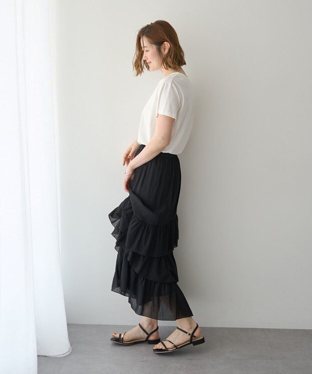 YECCA VECCA アシメラッフルスカート Black