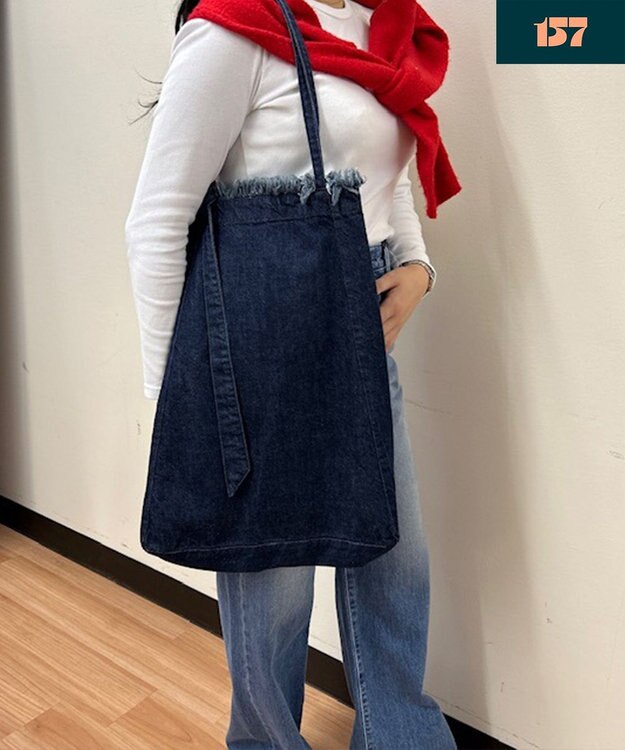 woadblue 【157】DENIM TIE TOTE デニムトートバッグ ダークブルー DARK BLUE