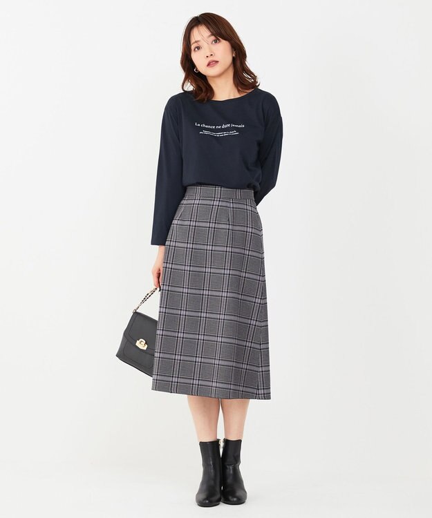 ANY SIS メッセージロゴ ロングTシャツ ネイビー