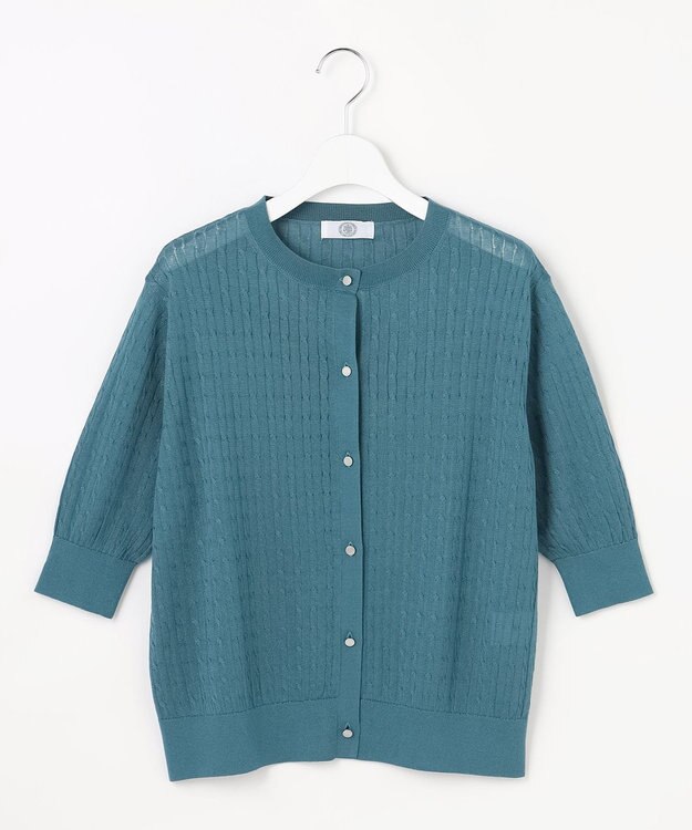 J.PRESS LADIES Vis/Peスパーク クルーネック カーディガン シーグリーン系