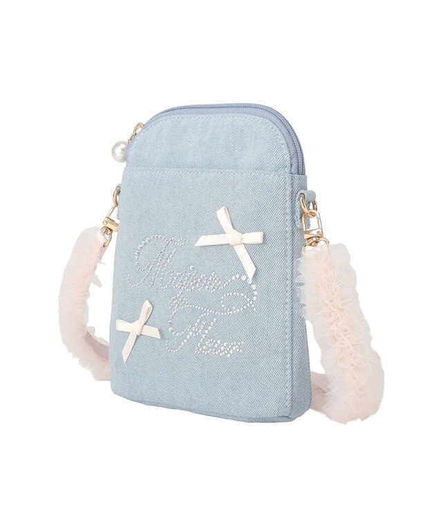Maison de FLEUR ラインストーンデニムチュールショルダーバッグ Light Blue