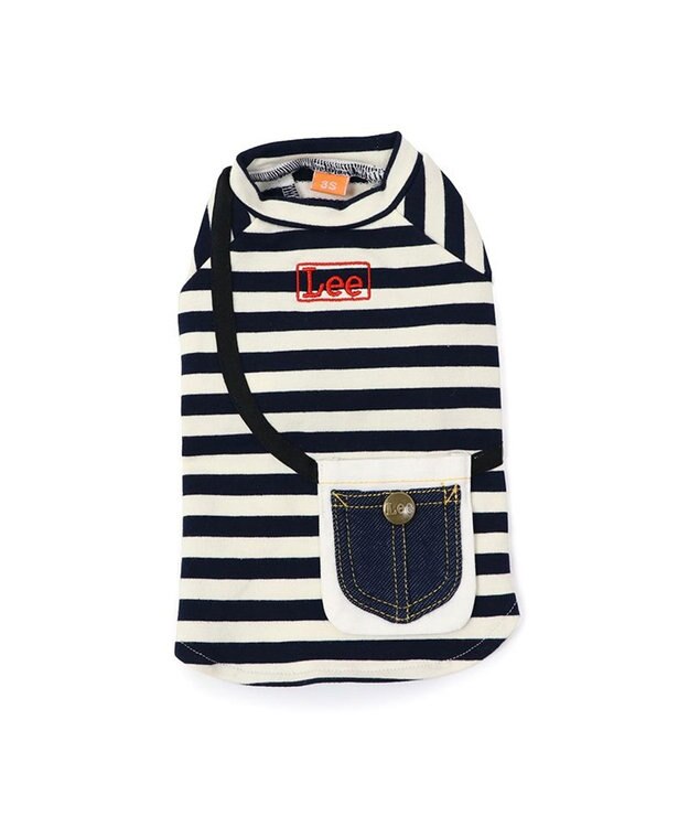 PET PARADISE  Lee ボーダー Tシャツ   デニム ポーチ風 小型犬 白~オフホワイト