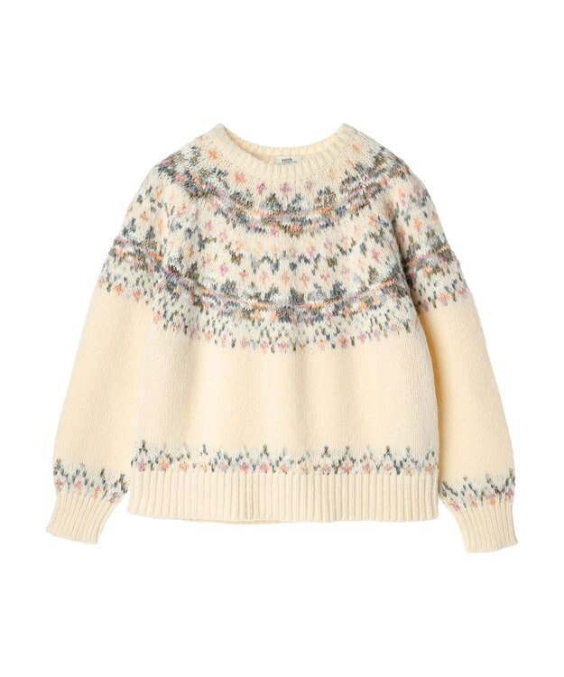 earth music&ecology スラブヤーンノルディックプルオーバー Ivory