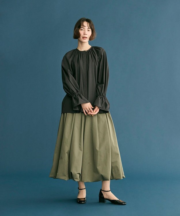 #Newans 【洗濯機可】フルギャザーブラウス ブラック