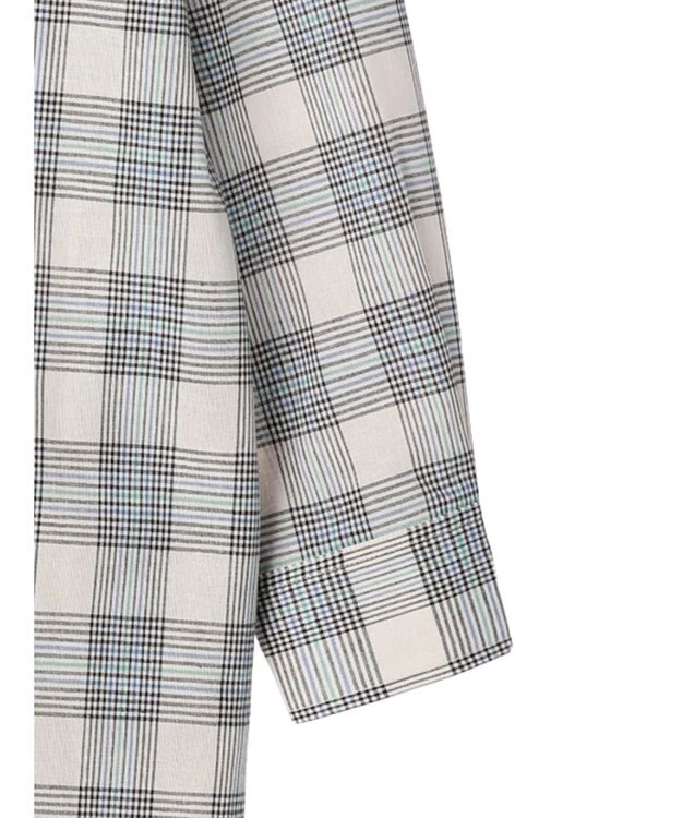 Green Parks 綿麻混バンドカラーシャツワンピース Check