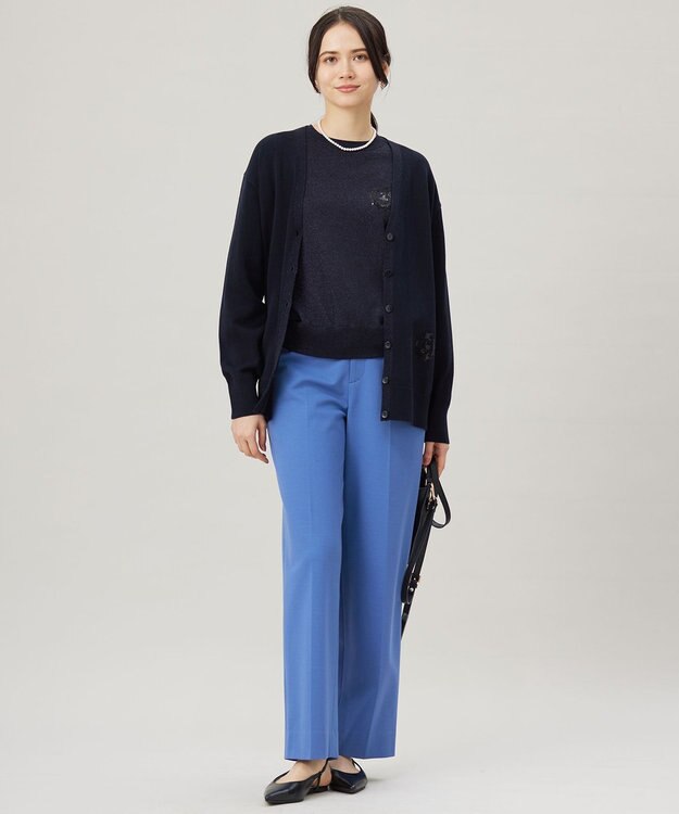 自由区 S 【カタログ掲載・洗える】エンブレムニット カーディガン ネイビー