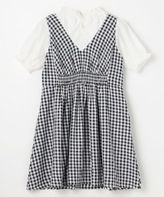 組曲 KIDS 【110-140㎝】ギンガムドッキング ワンピース ブラック系3
