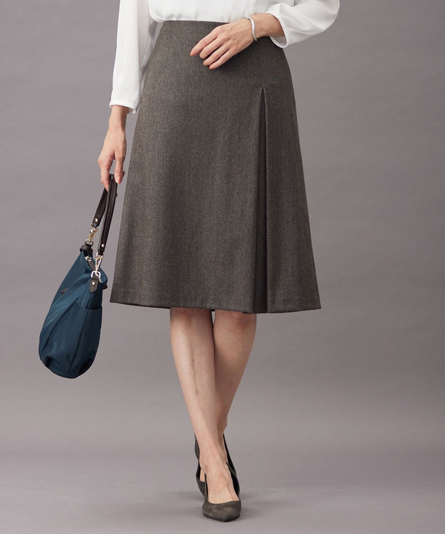 J.PRESS LADIES S 【セットアップ対応】ウールストレッチツイード スカート ダークブラウン系