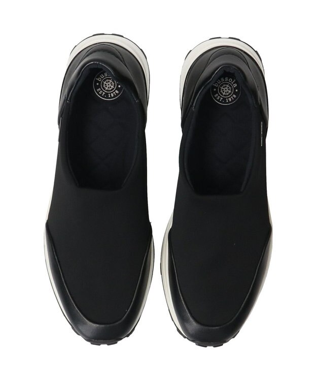 INTER-CHAUSSURES 【BUSSOLA】晴雨兼用ストレッチスリッポンスニーカー ブラックコンビ