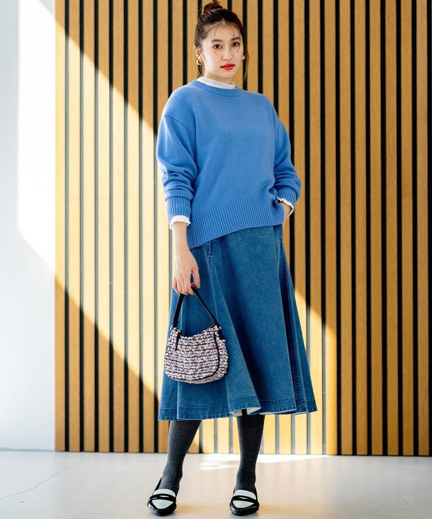 組曲 L カシミヤブレンドバルキープルオーバー ニット ブルー系