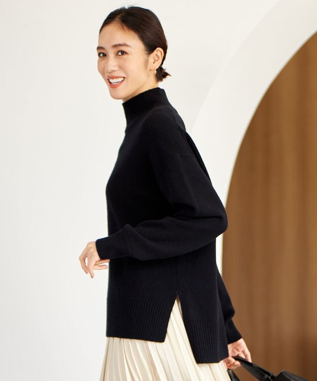自由区 【洗える】ウールカシミヤブレンドハイネック ニット ブラック