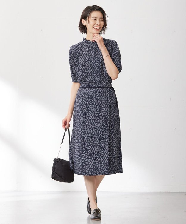 J.PRESS LADIES 【洗える】チェーンプリント マーメイド スカート ネイビー系5