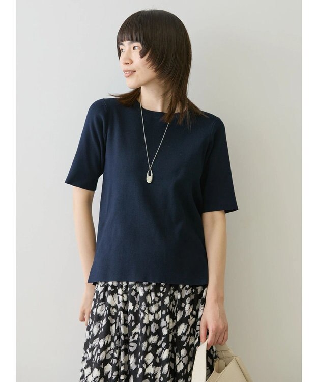 AMERICAN HOLIC ５分袖リブニットプルオーバー Navy