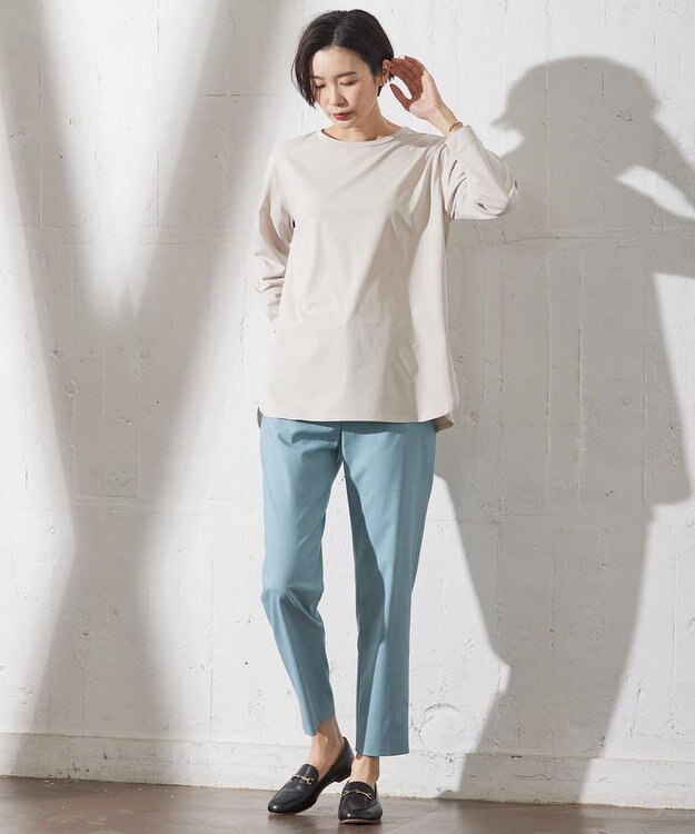 J.PRESS LADIES L 【吸水速乾】ベーシックジャージー カットソー ライトグレー系