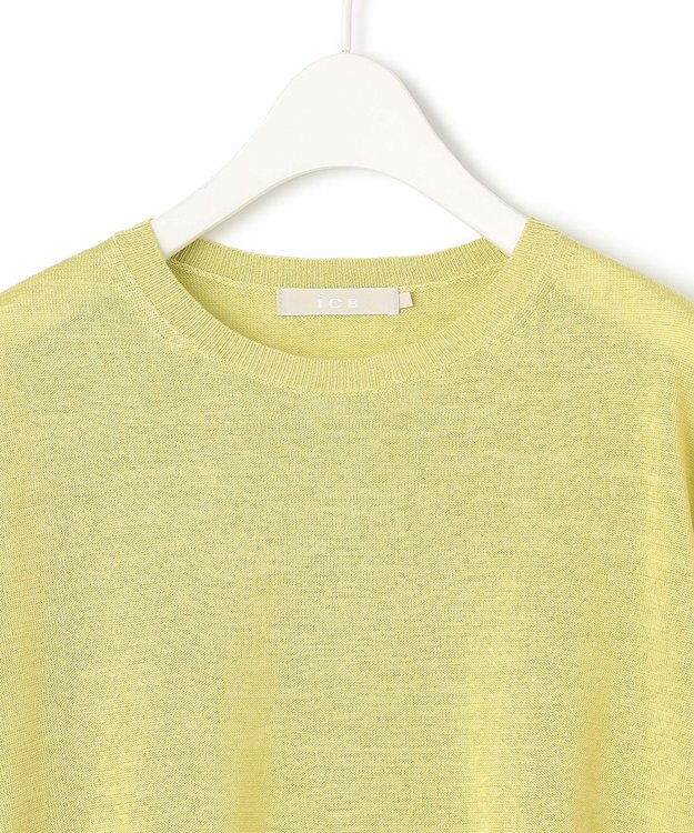 ICB 【洗える】 リネンレーヨンハイゲージ クロップドプルオーバー レモンイエロー系