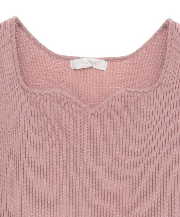 Green Parks ・ｓｗｉｎｇ　ｂｙ　ハートネックペプラムニット Off White