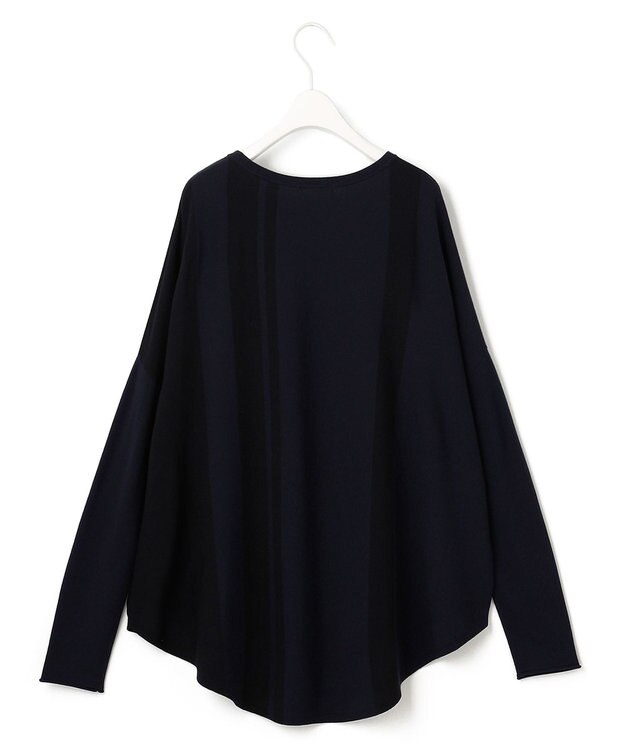 ICB 【洗える】 ヴィスコースワイド 配色デザインプルオーバー ネイビー×ブラック系