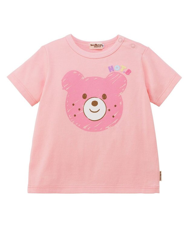MIKI HOUSE HOT BISCUITS 【80-120cm】カラフルビーンズ フェイスプリント 半袖Tシャツ ピンク