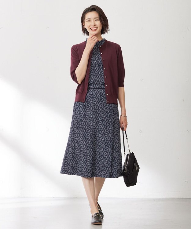 J.PRESS LADIES 【洗える】チェーンプリント マーメイド スカート ネイビー系5