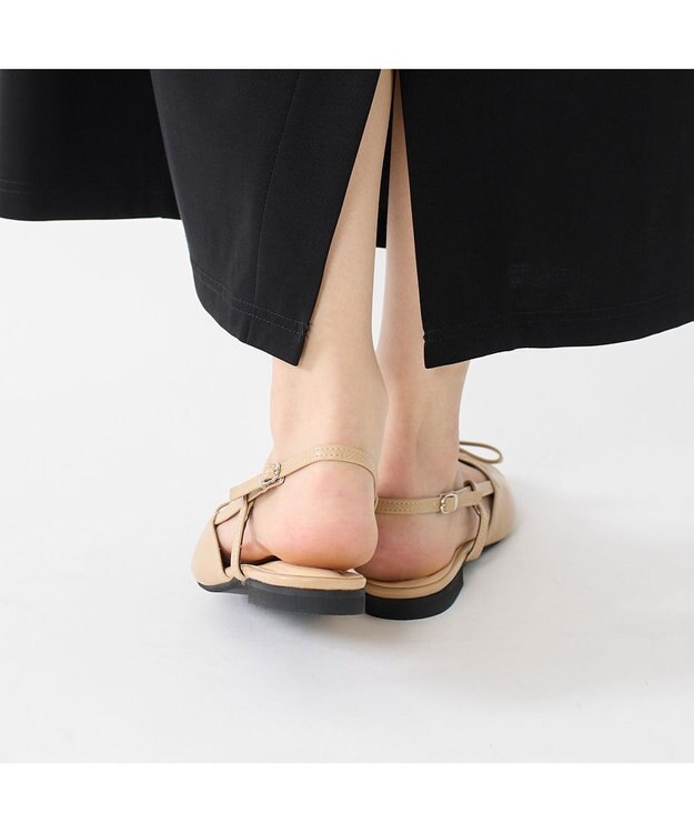 MODE ET JACOMO <carino>グリッターコンビフラットシューズ ベージュコンビ