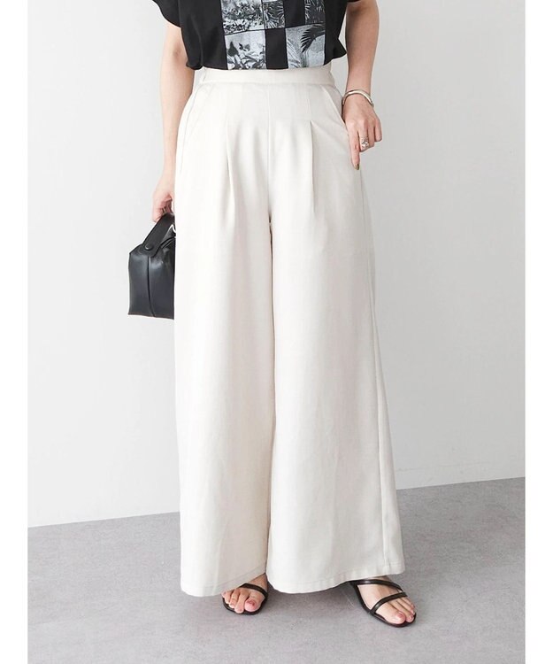 Green Parks ・ＥＬＥＮＣＡＲＥ　ＤＵＥ　リネンライクワイドパンツ Ivory