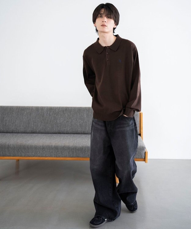 WEGO 【25年秋冬新作/ユニセックス着用ITEM/MLサイズ展開】別注USPOLOニットポロ ブラウン