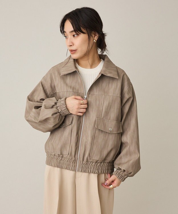 CRAFT STANDARD BOUTIQUE フェイクレザー衿ボアブルゾン Beige