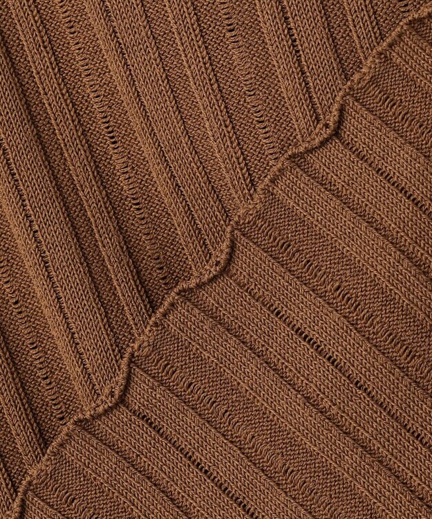 BEIGE， LABRADO / ランダムリブ スキッパーニット Brown