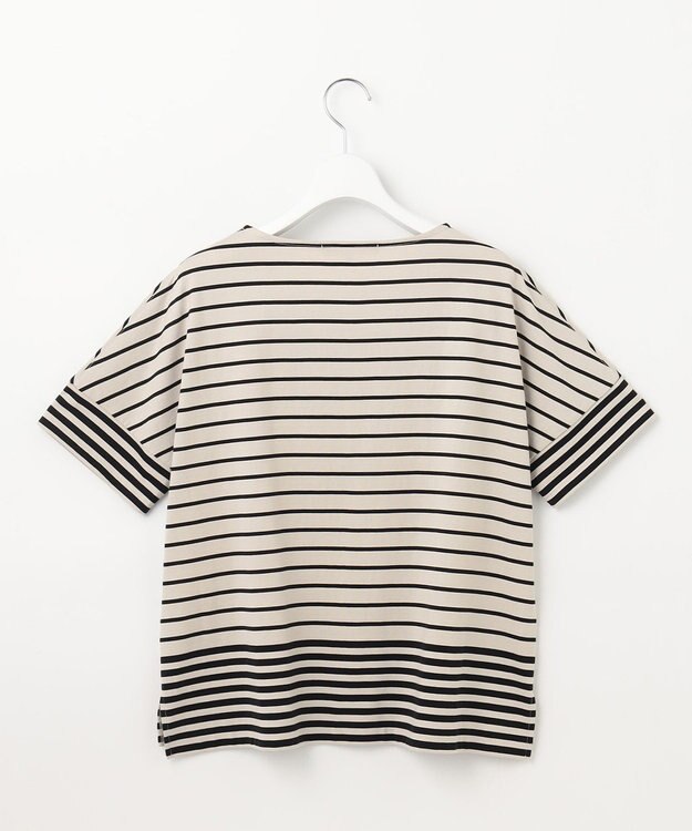 23区 【洗える】ランダムボーダー ドルマン カットソー サンド×ブラックボーダー