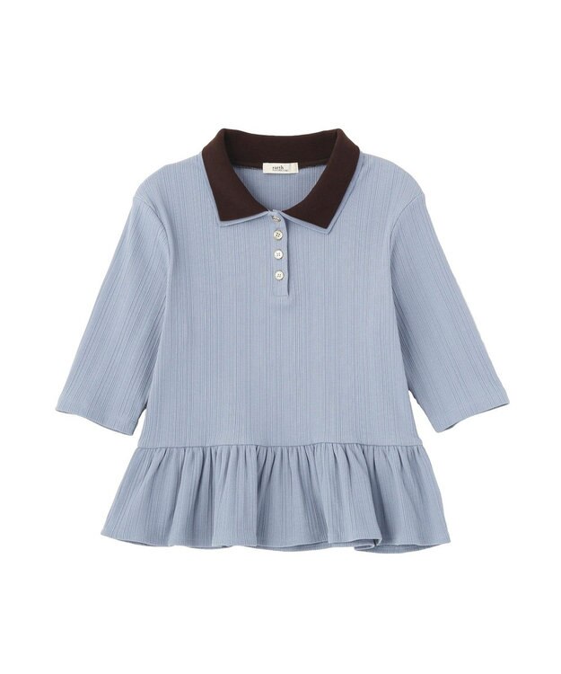 earth music&ecology ダブル衿ペプラムプルオーバー Sax