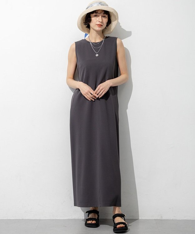 23区 L 【先行予約】ダブルフェイスジャージー Iラインワンピース グレー系