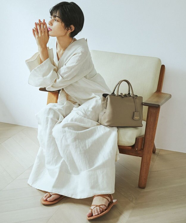 TOPKAPI 【TREASURE TOPKAPI】フロントステッチ レザーミニショルダーバッグ グレージュ