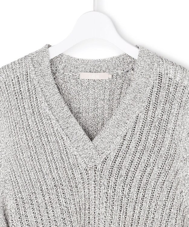 ICB L コットンツイスター ニットベスト オフホワイト×ブラックミックス