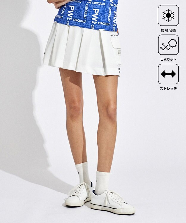 PW CIRCULUS 【UVカット / 接触冷感 / 伸縮性抜群】【WOMEN】フロントプリーツ ゴルフウェア レディース ホワイト系
